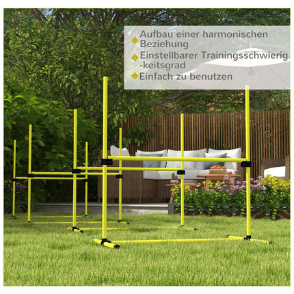 Dog training slalom set - 4 yellow plastic fences