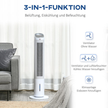 Air Cooler Tower Fan - Water cooling, remote control, timer, 60W