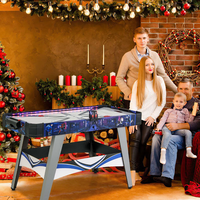 Air Hockey Table With 12V Fan, LED Scorer, White