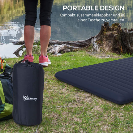 Foldable double air mattress with foot pump and carrying bag