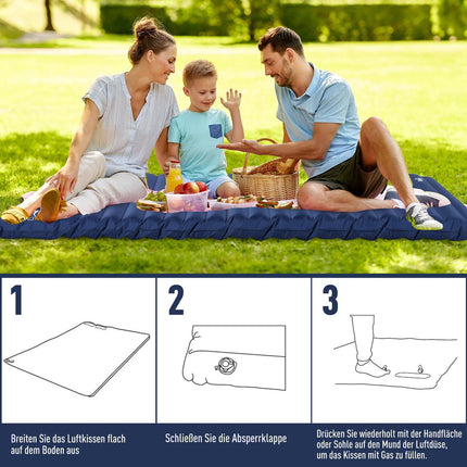 Inflatable camping mattress - Navy blue, PVC, 195x138x10 cm