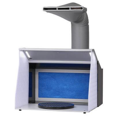 Airbrush Spray Booth, Dual Fan LED, Turntable, 6 Ft Hose