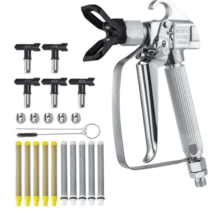 Airless Paint Spray Gun, 3600 PSI, 5 Tips, Swivel Joint