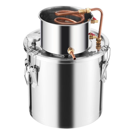 Alcohol Still Distiller Kit, 5 Gal, Stainless Steel, Copper Coil, Pump