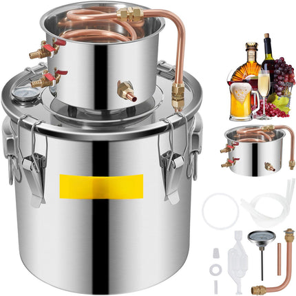 Alcohol Still Distillery Kit 5 Gal, Water Pump, Thermometer