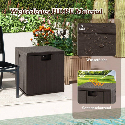 All Weather Storage Box 106L Capacity with Lockable Lid Waterproof Garden Box Brown