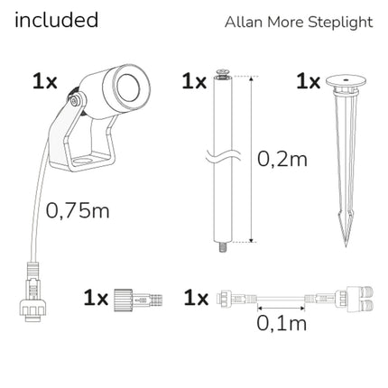 Allan More Spotlight w metal spear 1-pack 12V 3000K 100lm IP67