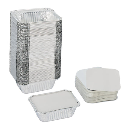 Aluminium Food Trays with Lids – Set of 100