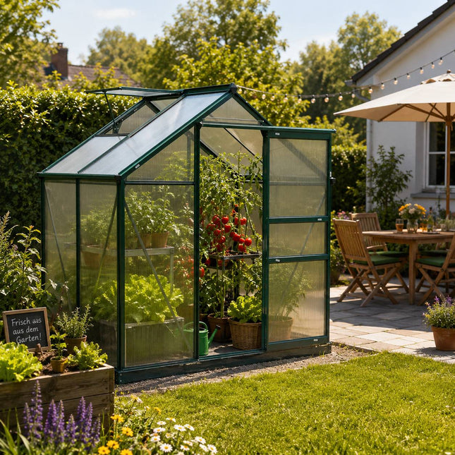 Aluminium Greenhouse with Roof Vent, 190 x 132 x 201 cm