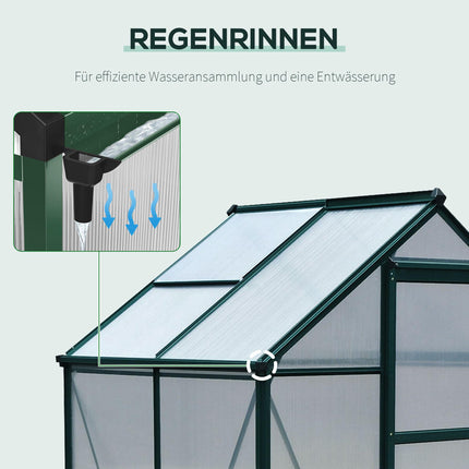 Aluminium Greenhouse with Roof Vent, 190 x 132 x 201 cm
