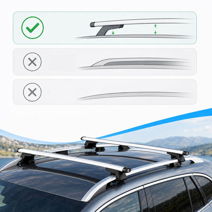 Aluminium Roof Bars, Silver, 124 cm, Universal Fit