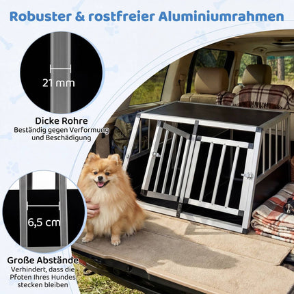 Aluminum Dog Travel Crate with Locking Doors & Divider