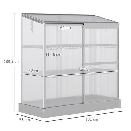 Aluminum greenhouse with foundation, 3 levels, 131x58x139.5 cm