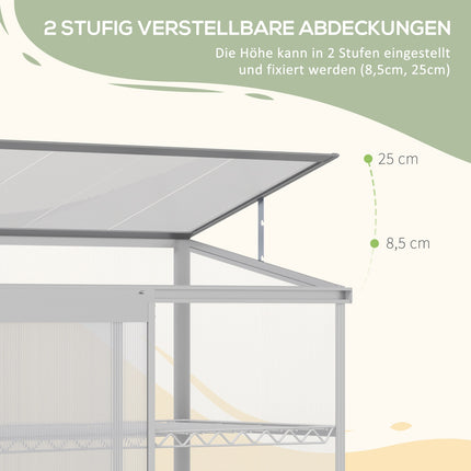 Aluminum greenhouse with foundation, 3 levels, 131x58x139.5 cm