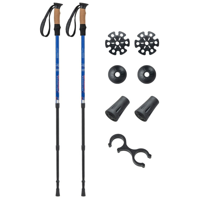 Aluminum Nordic Walking Poles Telescopic Hiking Poles Trekking Poles 1 Pair Set Adjustable 65-135cm-blue