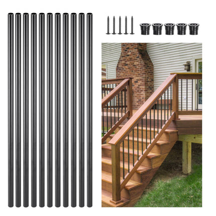 Aluminum Stair Balusters, 51 Pack, 26 In, 3/4 In Round