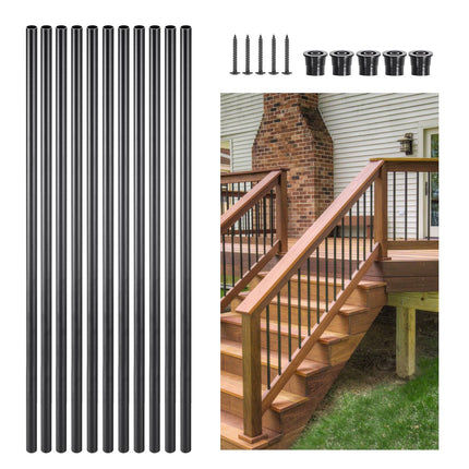 Aluminum Stair Balusters, 51 Pack, 36 In, Black, 3/4 In
