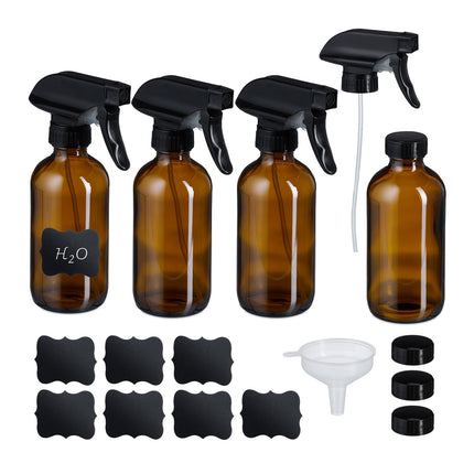 Amber Glass Spray Bottles, Set of 4 – UV Protection