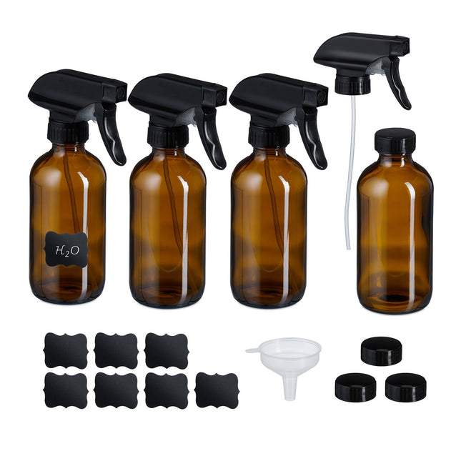 Amber Glass Spray Bottles, Set of 4, UV Protection
