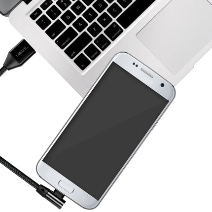 Angled MicroUSB cable USB 2.0 15W 1m
