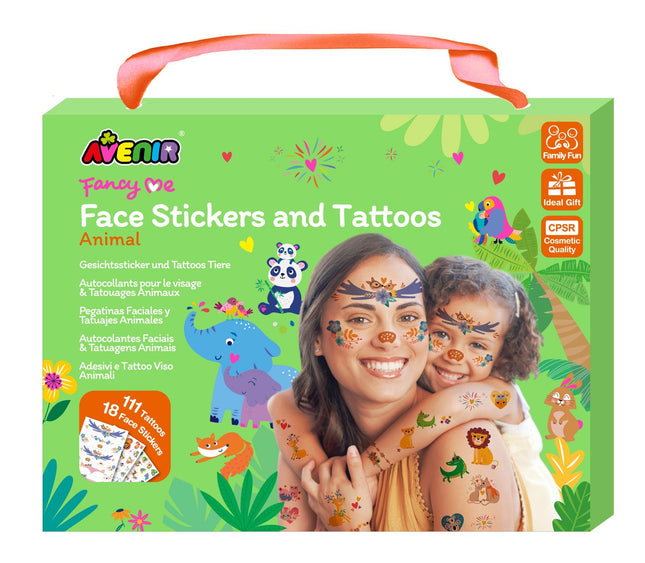 Animal Face Stickers and Tattoos for Kids, 24 Pieces