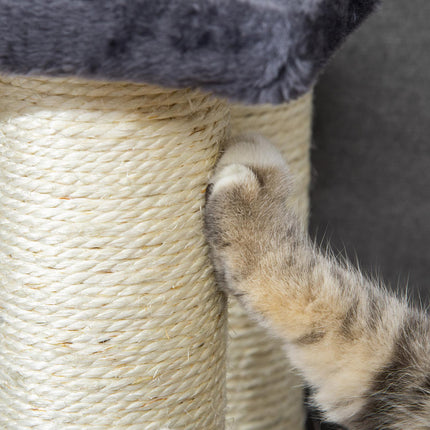 4-step soft plush pet stairs, gray, 60x40.5x59 cm
