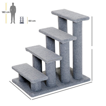 Pet stairs for cats and dogs, 4 steps, gray, 63.5x43x60 cm