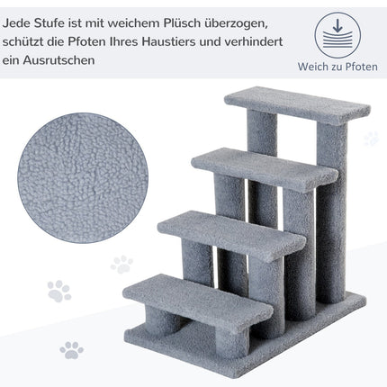 Pet stairs for cats and dogs, 4 steps, gray, 63.5x43x60 cm