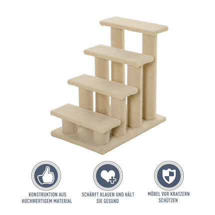 Animal stairs, 4-step plush, beige, 63.5x43x60 cm