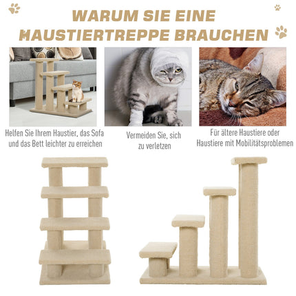Animal stairs, 4-step plush, beige, 63.5x43x60 cm