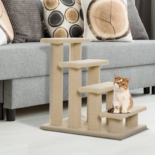 Animal stairs, 4-step plush, beige, 63.5x43x60 cm