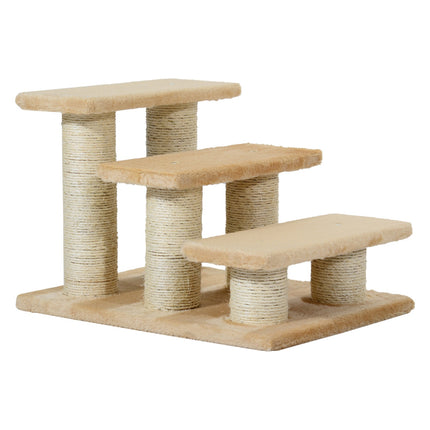 3-step plush stairs for dogs and cats, cream, 45x35x34 cm