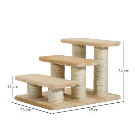 3-step plush stairs for dogs and cats, cream, 45x35x34 cm