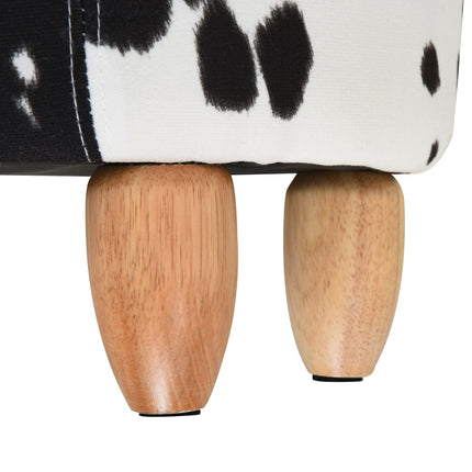 Animal stool with storage, stuffed pig design, black/white
