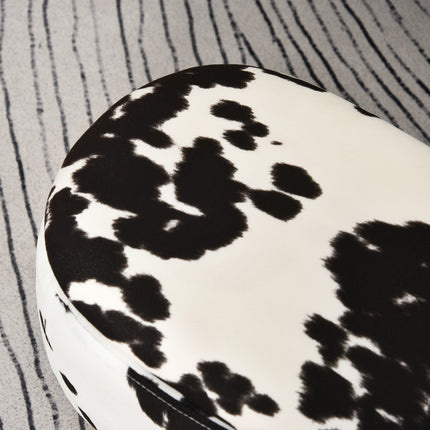 Animal stool with storage, stuffed pig design, black/white