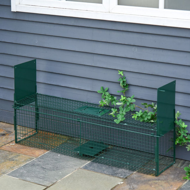 Animal trap in metal for rabbits and cats, double entrances