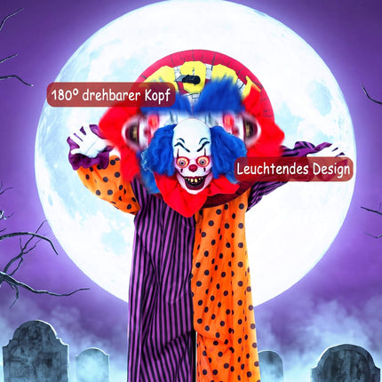 Animated Halloween Clown Decoration with Sound, 167 cm