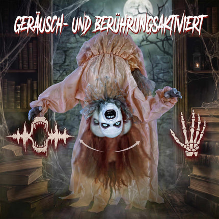 Animated Halloween Ghost with Glowing Eyes, 100 cm Tall