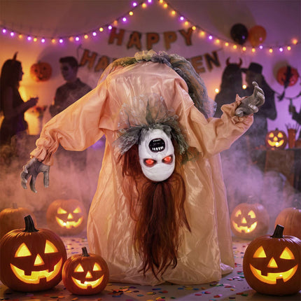 Animated Halloween Ghost with Glowing Eyes, 100 cm Tall