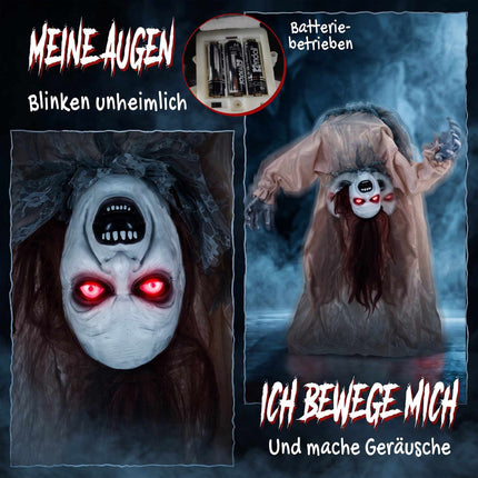 Animated Halloween Ghost with Glowing Eyes, 100 cm Tall