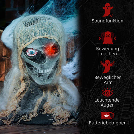 Animated Halloween Mummy with Glowing Eyes, 55x18x35 cm