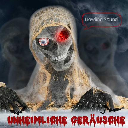Animated Halloween Mummy with Glowing Eyes, 55x18x35 cm