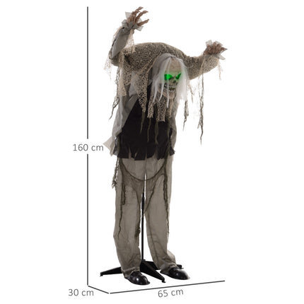 Animated Halloween Skeleton Ghost with Red Eyes, 160 cm