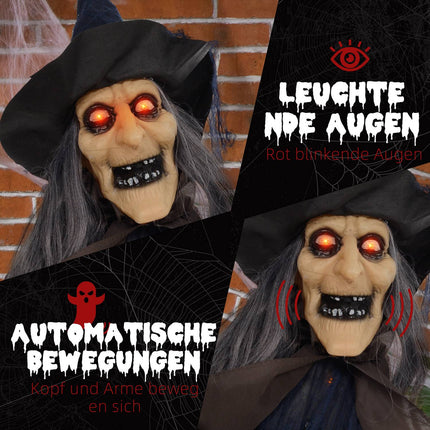Animated Halloween Witch Decoration with Light-Up Eyes
