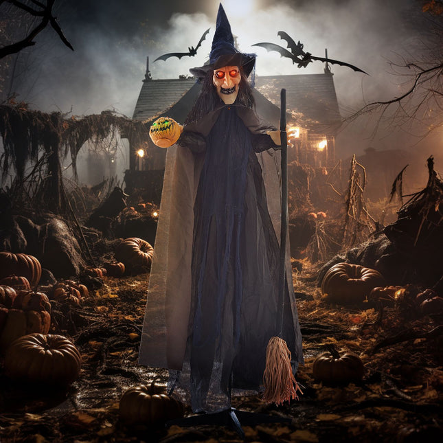 Animated Halloween Witch Decoration with Light-Up Eyes