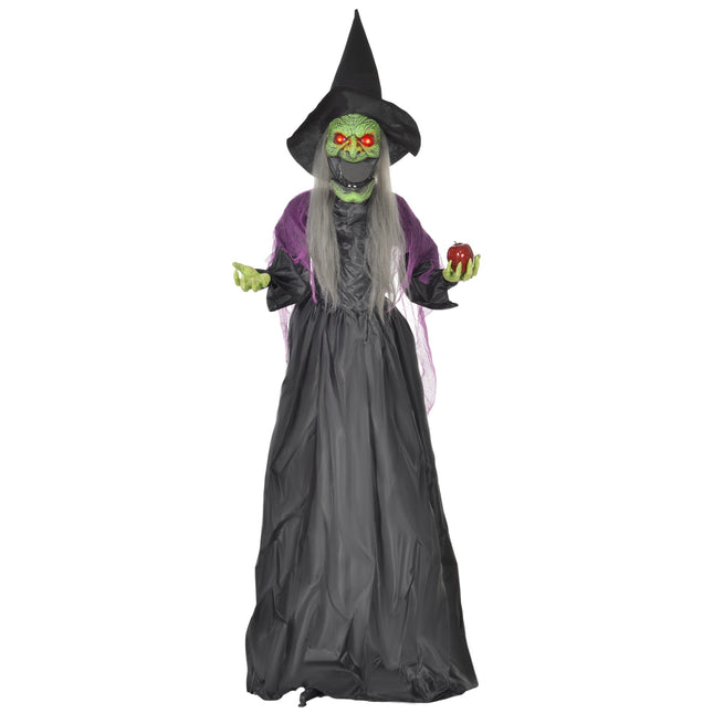 Animated Witch Halloween Decoration, 180 cm, Red Eyes