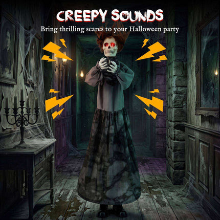 Animatronic Halloween Jumpscare Doll with Pop-Up Head, Sound Activated, 48 Inch