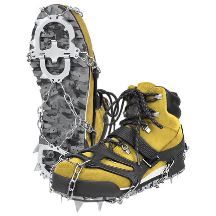 Anti-Slip Shoe Crampons Size XL 44-47 with 12 Spikes, Velcro Straps, Case