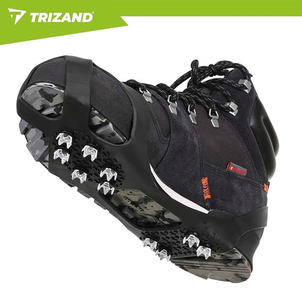 Anti-Slip Shoe Grips Size M 35-39 with 10 Teeth, TPE Ice Spikes, Black/Silver