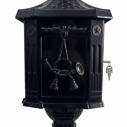 Antique Black Aluminium Freestanding Column Letterbox